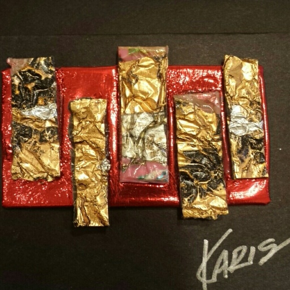 Red and Copper Tone Textured Brooch - Picture 1 of 1